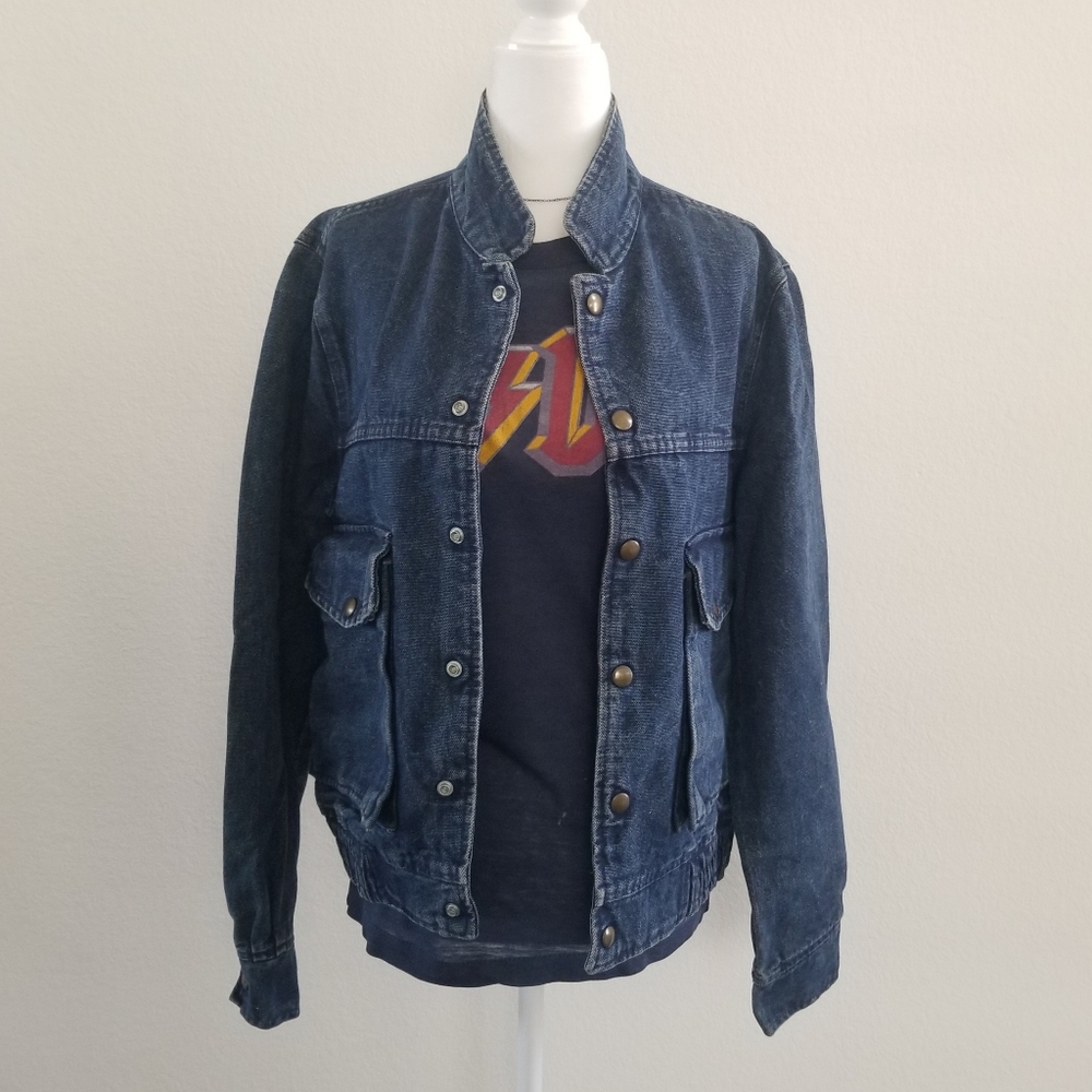 VINTAGE 80's Denim Bomber Jacket